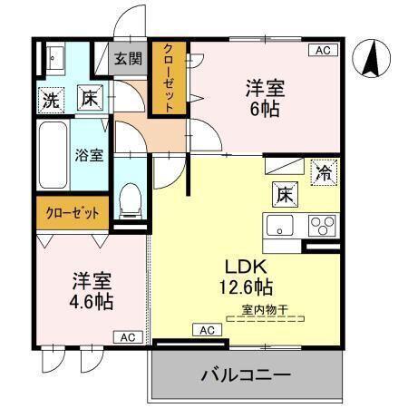 ユートリIII(2LDK/2階)の間取り写真