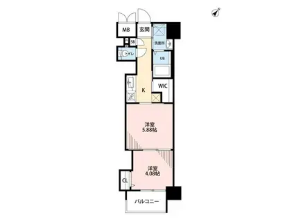 ウイングス門司駅前(2K/13階)の間取り写真