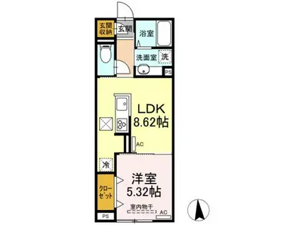 プランドール高島平(1LDK/2階)の間取り写真