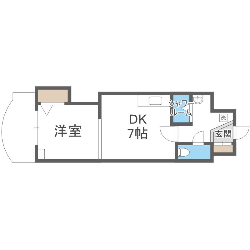 菊水コート(1DK/9階)の間取り写真