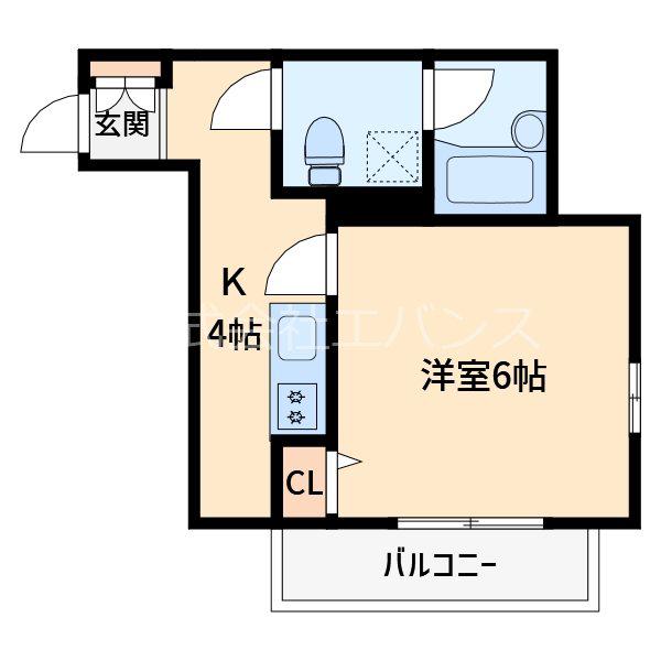 キャトルセゾン(1K/1階)の間取り写真