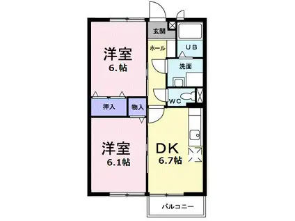 コーポグリーンD(1LDK/2階)の間取り写真