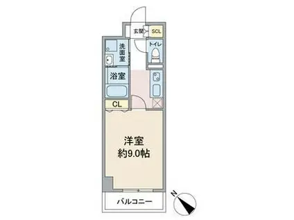 アールグラン瑞穂(1K/2階)の間取り写真