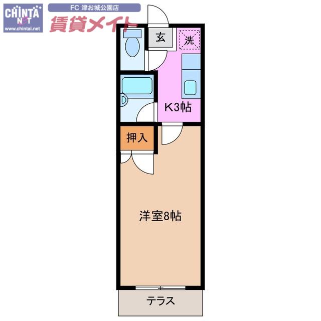 エグゼ2(1K/1階)の間取り写真