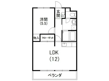 マンション歩(1LDK/2階)の間取り写真