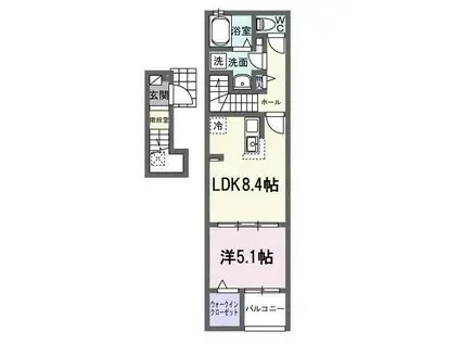ライラック元山(1LDK/2階)の間取り写真
