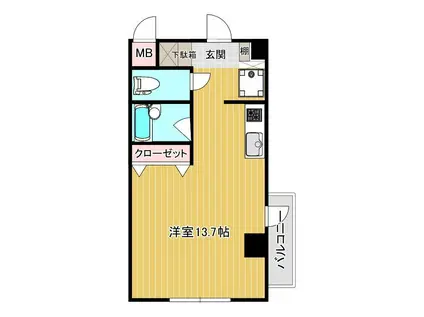 アルファコートGRANDE(ワンルーム/2階)の間取り写真