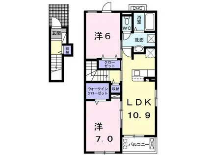 テルミアースメゾン(2LDK/2階)の間取り写真