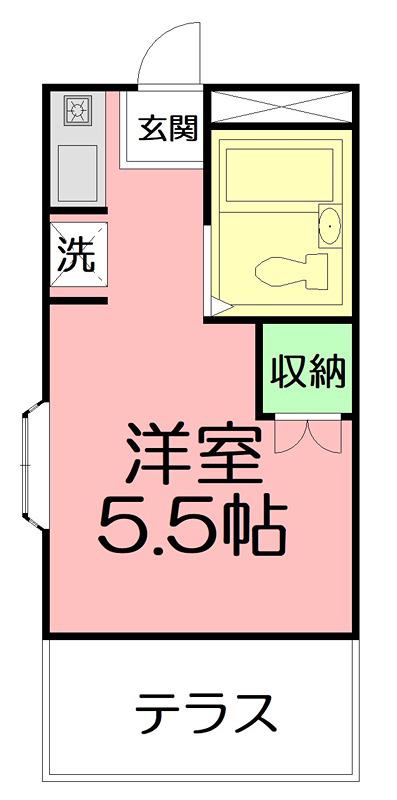 グレースハイツ(ワンルーム/1階)の間取り写真