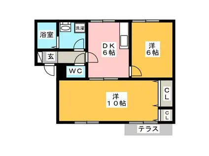 フォンテーヌシャトレI(2DK/2階)の間取り写真