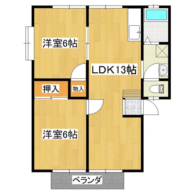ウィンディア二の宮AB(2LDK/2階)の間取り写真