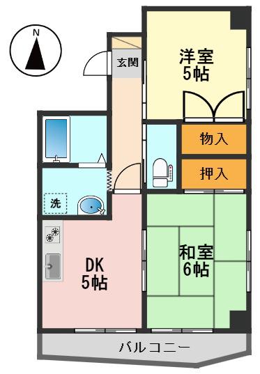 パレドール森田(2DK/4階)の間取り写真