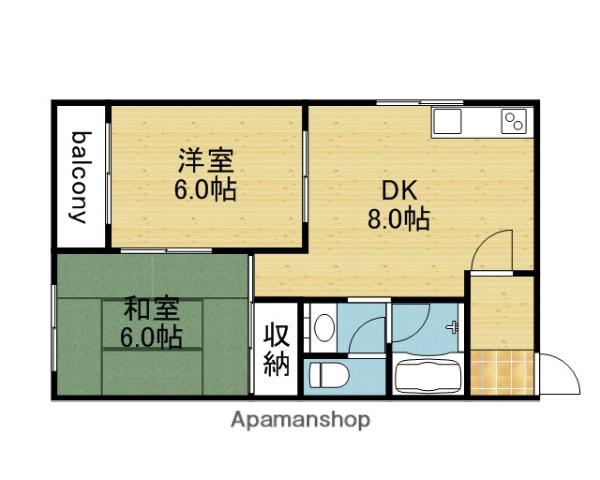 エスポワール豊(2DK/3階)の間取り写真