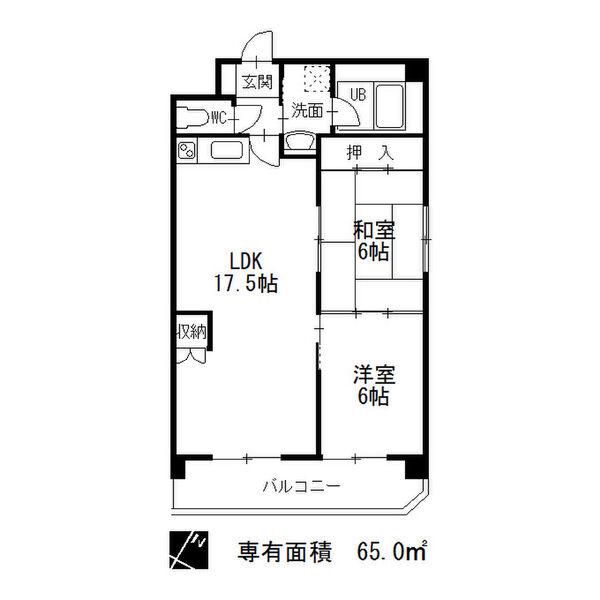 タキマツ第6マンション(2LDK/5階)の間取り写真