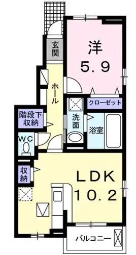 フローリッシュ I(1LDK/1階)の間取り写真