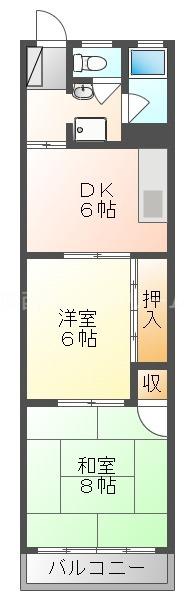 一博マンション(2DK/3階)の間取り写真