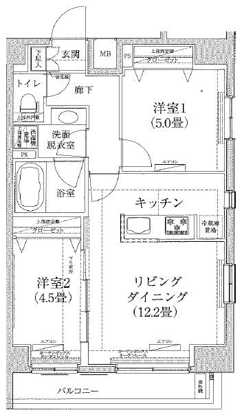 ルフレプレミアム神楽坂(2LDK/11階)の間取り写真
