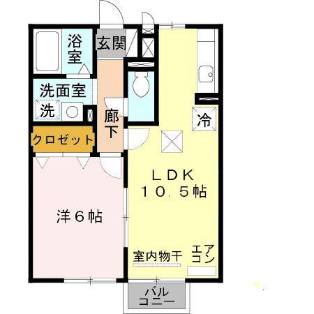 ベルコート木の座(1LDK/1階)の間取り写真
