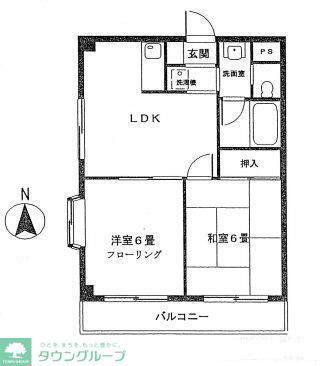 クレール佃野(2LDK/3階)の間取り写真