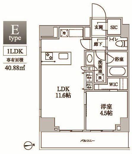 レジディア中延Ⅱ(1LDK/13階)の間取り写真