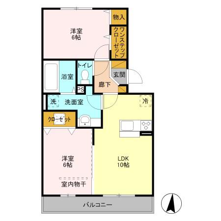 レスポワール A(2LDK/1階)の間取り写真