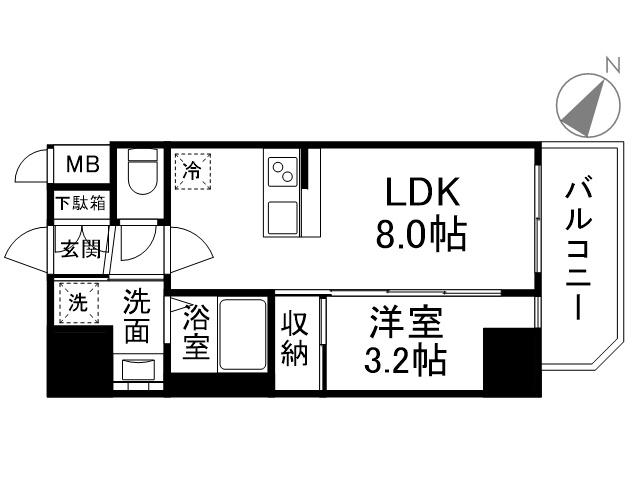 スワンズシティ神戸湊川II(1LDK/14階)の間取り写真