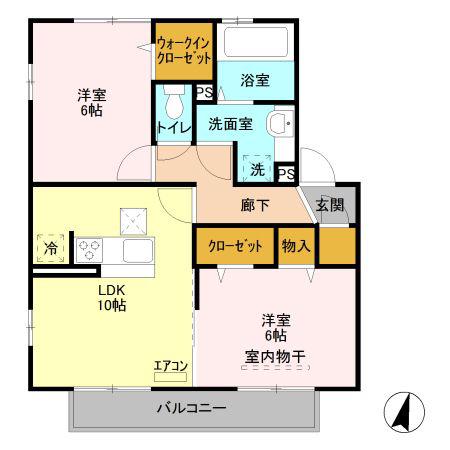 ルーチェH(2LDK/1階)の間取り写真