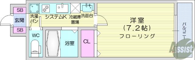 ソレイユハイツ泉中央(1K/5階)の間取り写真