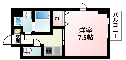 LA DOUCEUR江坂II(1K/5階)の間取り写真
