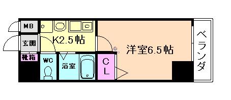 エスリード福島駅前(1K/9階)の間取り写真