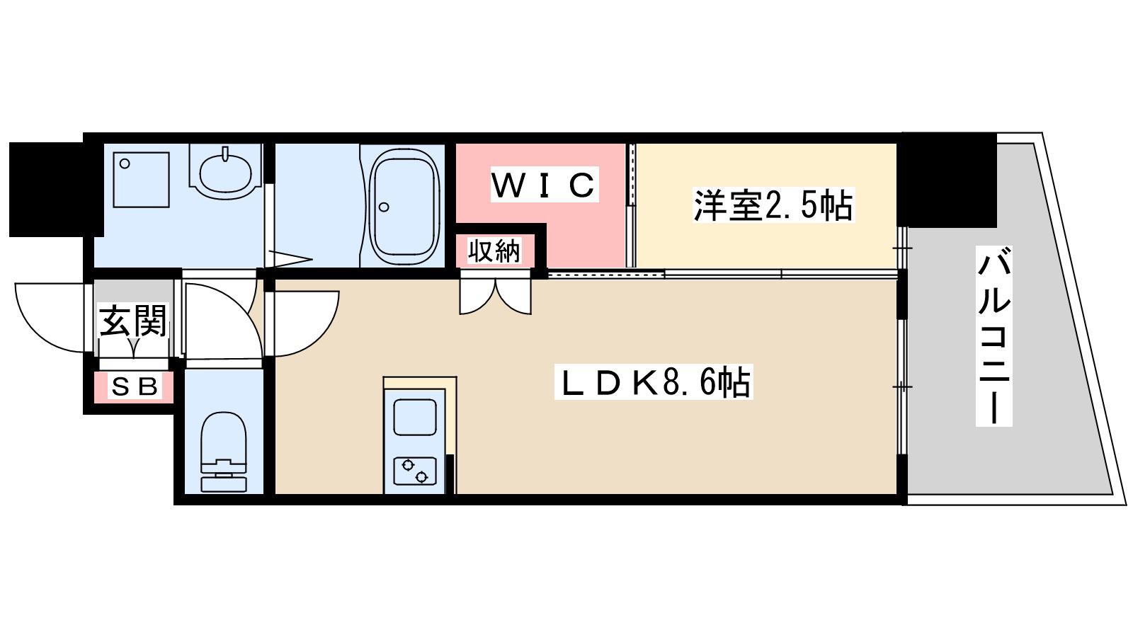 セレニテ新大阪ミラク弐番館(1LDK/9階)の間取り写真