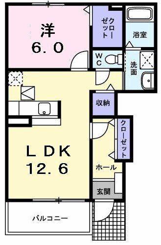グランツ・ノイA(1LDK/1階)の間取り写真