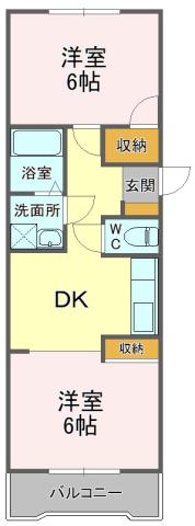 マンション豊城(2DK/4階)の間取り写真