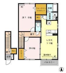 グランシャリオI番館(2LDK/2階)の間取り写真