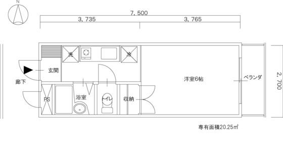 ホーメスト中島 A棟(ワンルーム/2階)の間取り写真
