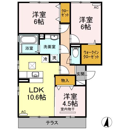 シュペリュール(3LDK/1階)の間取り写真