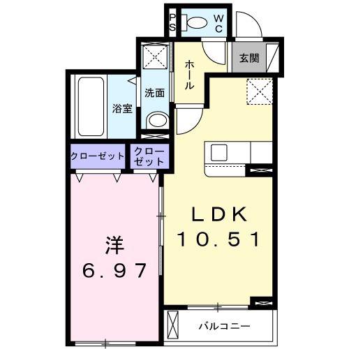 メゾン・ドゥ・ブリエ(1LDK/2階)の間取り写真