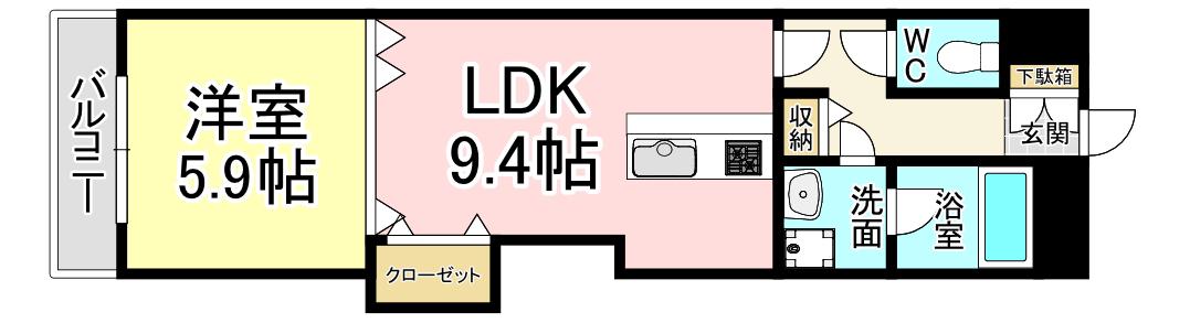 グランアピエ(1LDK/7階)の間取り写真