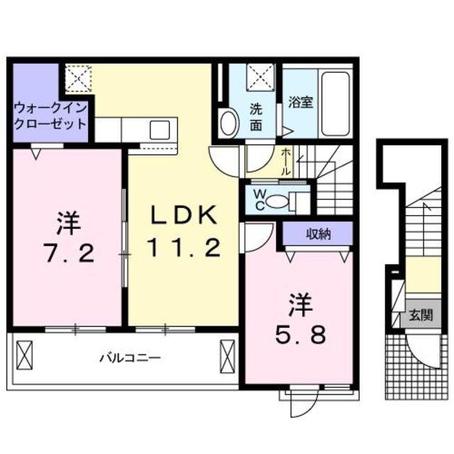 ベルオーブXIII(2LDK/2階)の間取り写真