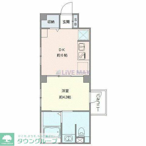 ウィロー板橋本町(1DK/3階)の間取り写真