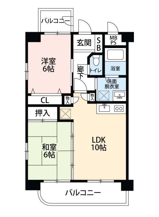 エクセル(2LDK/6階)の間取り写真