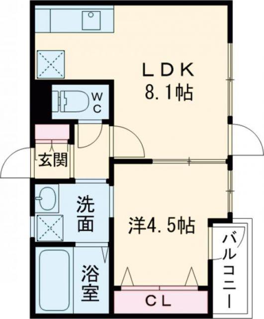 ＪＲ仙山線 東照宮駅 徒歩15分 2階建 築13年(1LDK/1階)の間取り写真