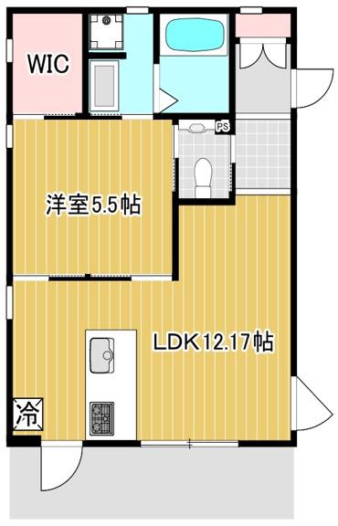 ミュール(1LDK/1階)の間取り写真