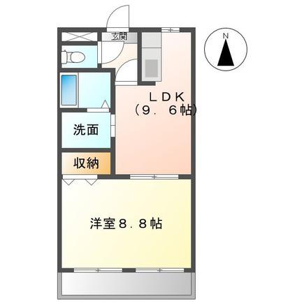 エクセルアシューレ(1LDK/2階)の間取り写真