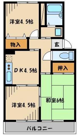 プラムワン(3DK/2階)の間取り写真