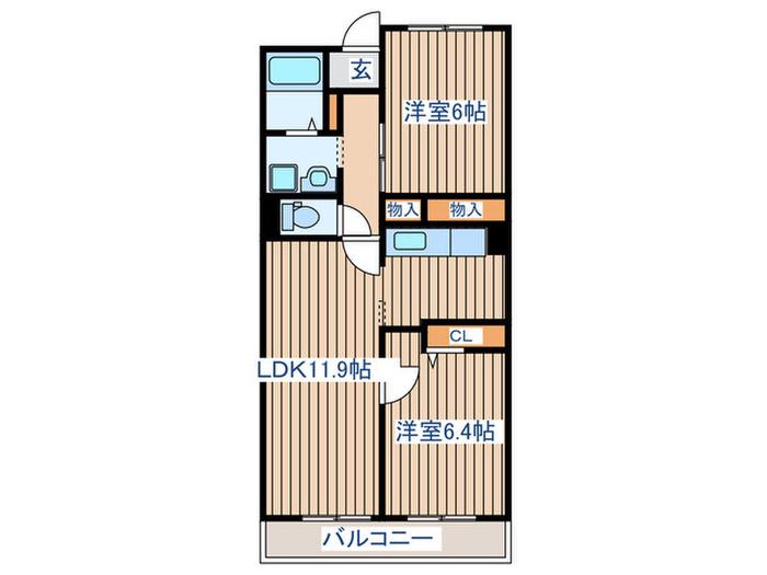 ロジュマンオヤマ(2LDK/1階)の間取り写真
