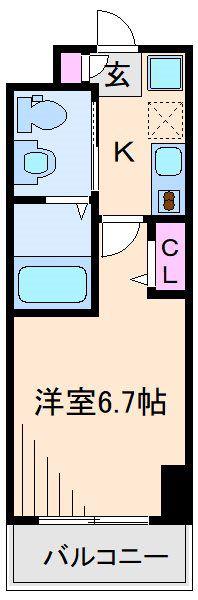 グリーンリーフ新綱島(1K/5階)の間取り写真