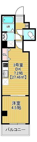 サザンクロス東千葉(1DK/6階)の間取り写真