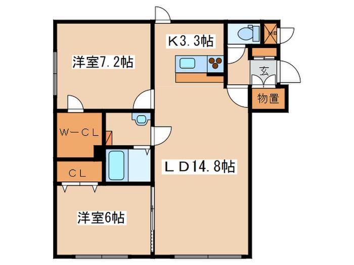 インクローバー元町(2LDK/1階)の間取り写真