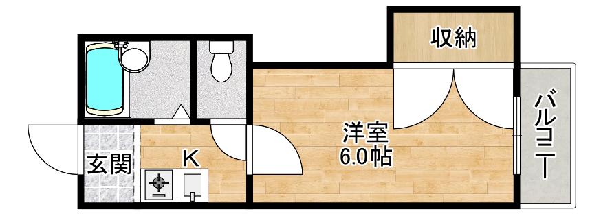 シャルマン河原(1K/4階)の間取り写真